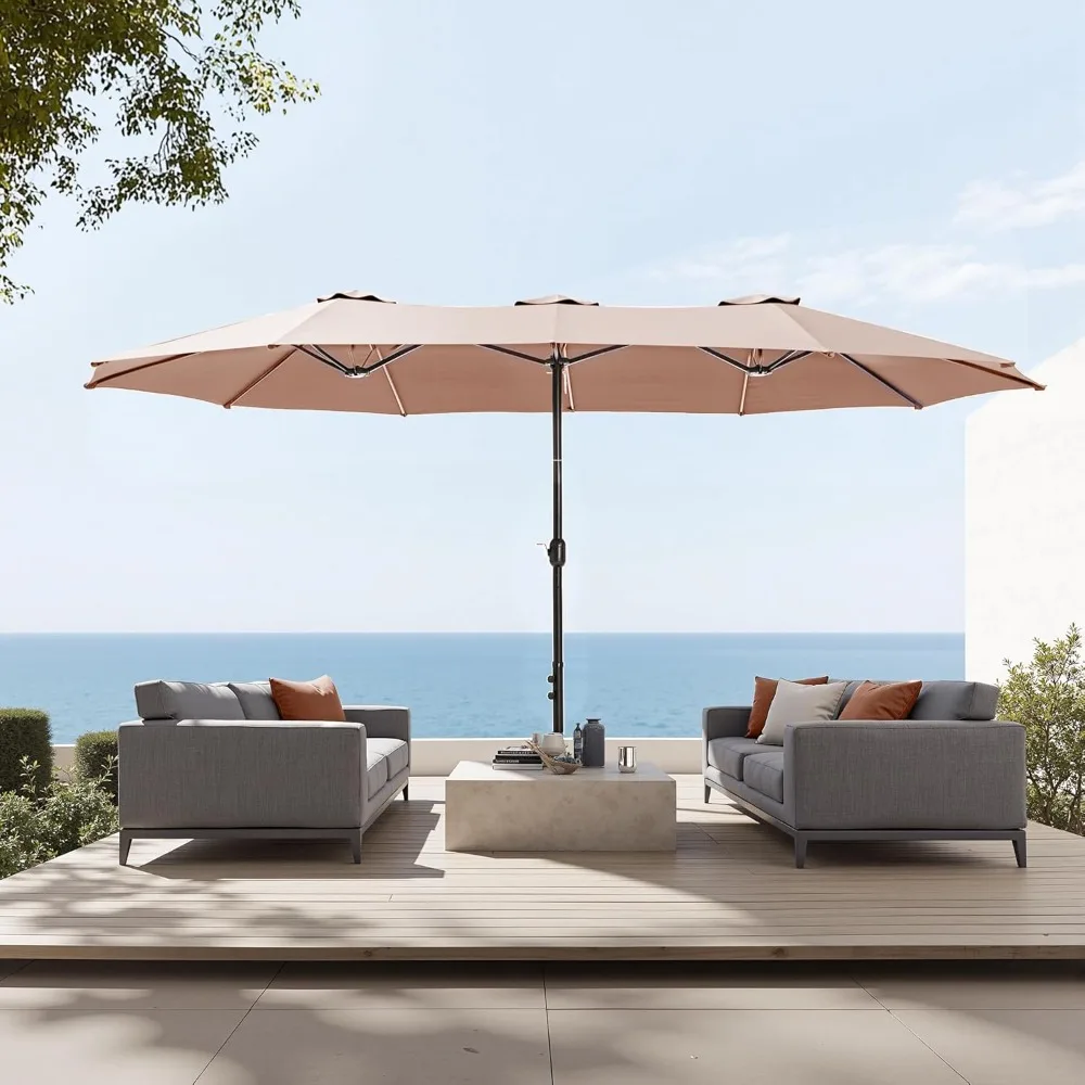 

Extra Large Patio Umbrella with Base Included, Rectangular Outdoor Umbrella Heavy Duty, Market Umbrella Double-sided.
