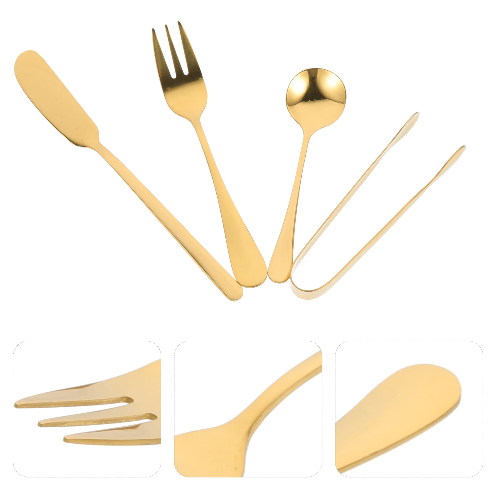 

1 Set Stainless Steel Cheese Serving Tools Spreader Fork Spatula Spoon Tongs For Charcuterie Board Butter Spreading Portable
