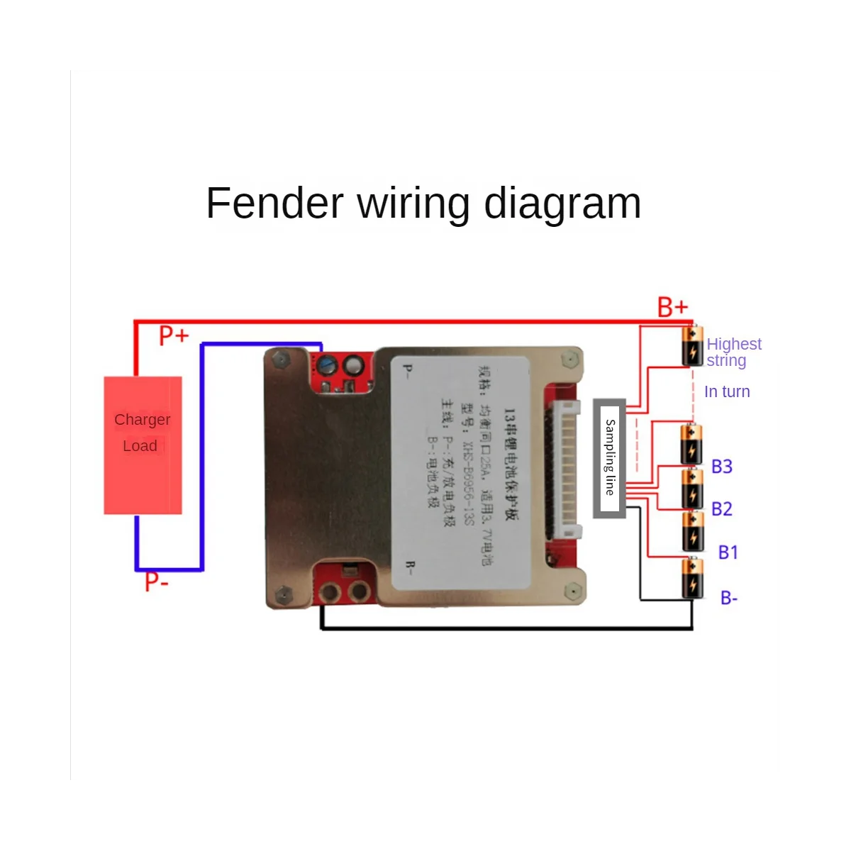 13 Strings 48V25A with Balanced Lithium Battery Protection Board Electric Vehicle Power Protection Board