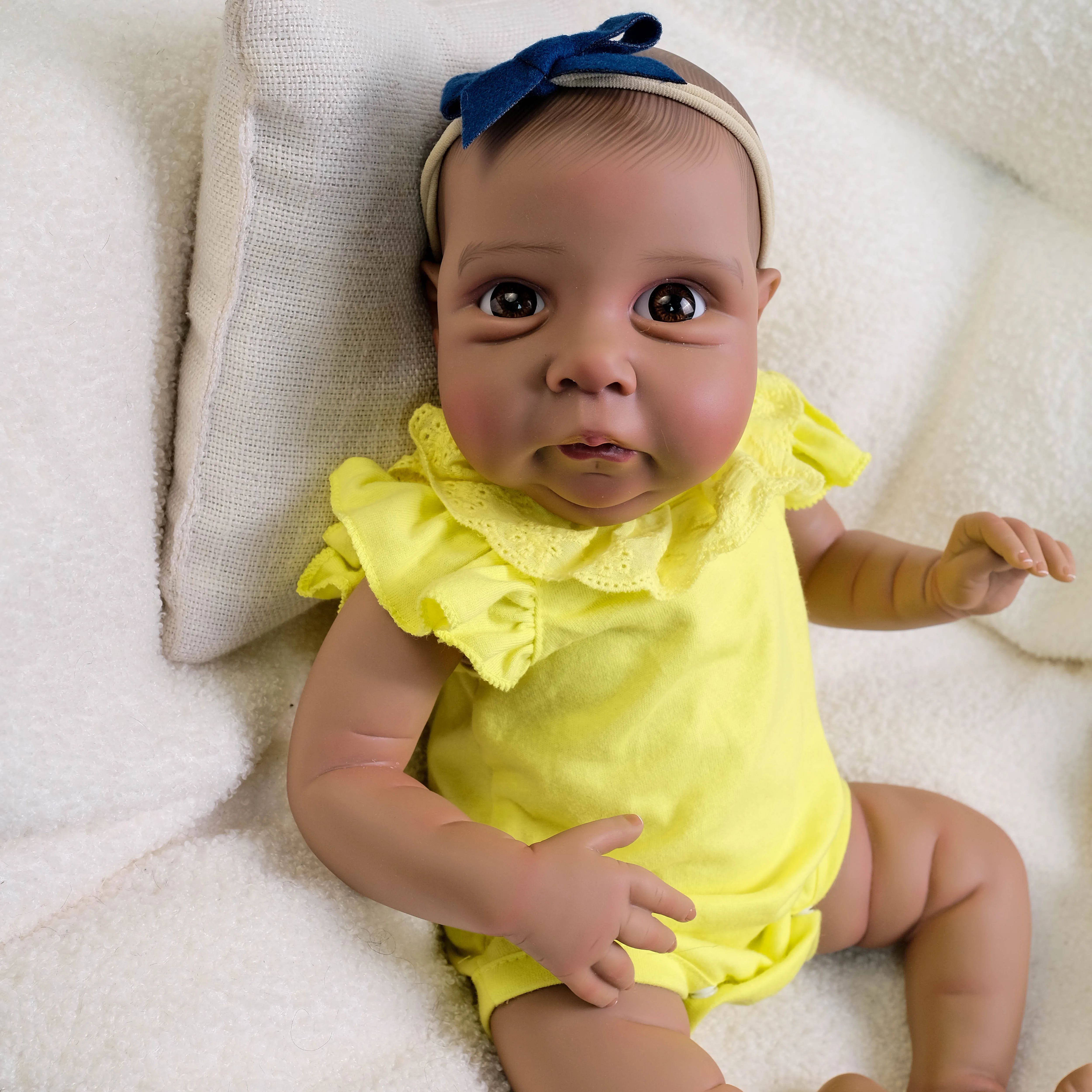 NPK 18inch Lifelike Reborn Baby Doll Miley - Soft Touch 3D Skin Painted Hair Visible - Already Painted Finished Doll