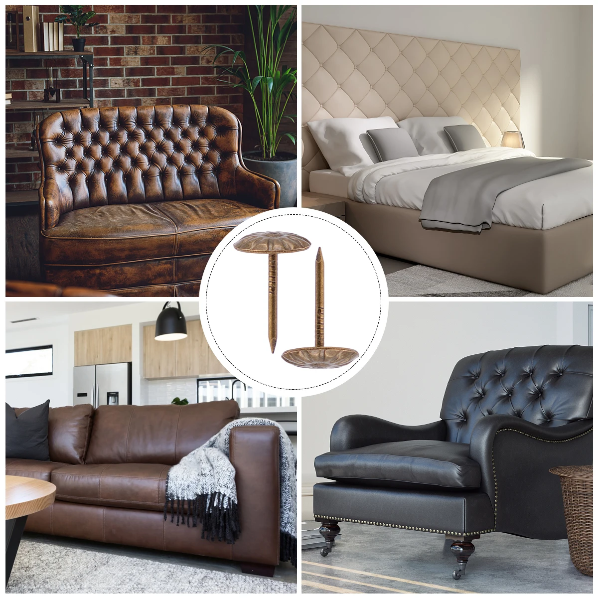 

500Pcs 11x17mm Sofa Accessories Iron Nail Round for Furniture Upholstery Door Trim Chair Bed Decor