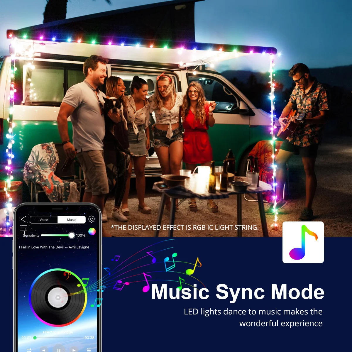 Smart Bluetooth RGB/IC LED String Lights with App Remote Control 10m 66leds USB for Christmas Tree Home Garland Decor Fairy