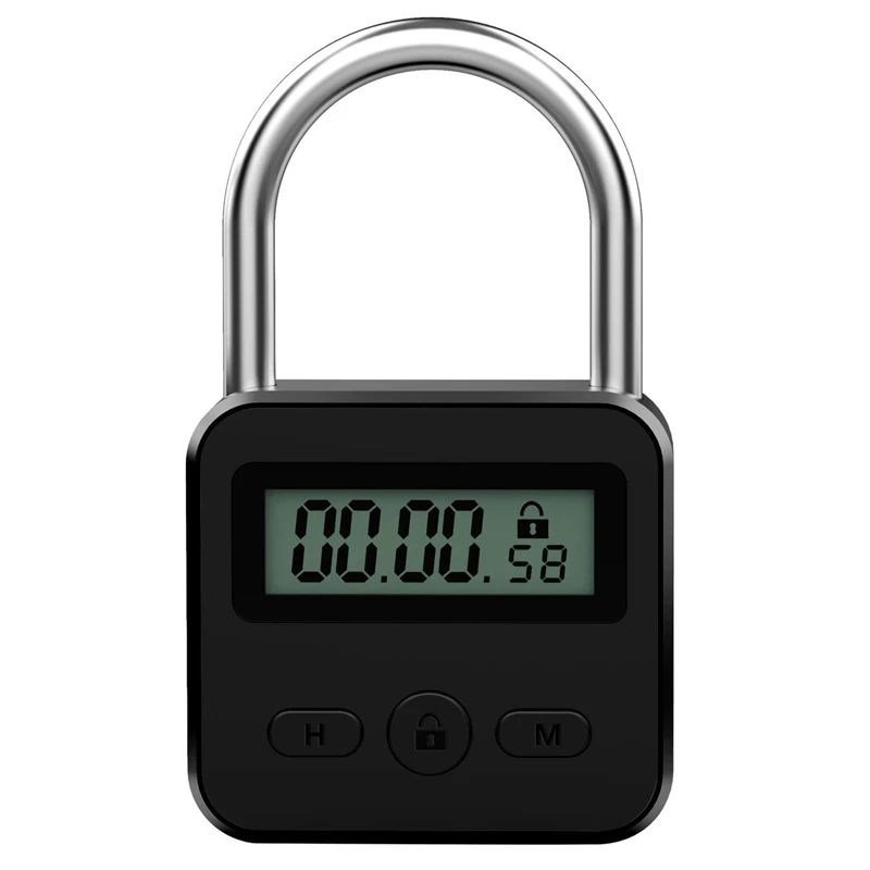 Fashionmetal Timer Lock LCD Display Multi-Function Electronic Time 99 Hours Max Timing USB Rechargeable Timer Padlock