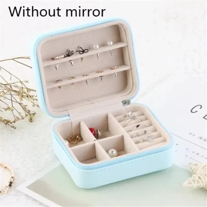 Solid Color Women's Jewelry Box Mini Travel Portable Earrings Ring Storage Case Simple  High Quality Fashion Jewelry Organizer