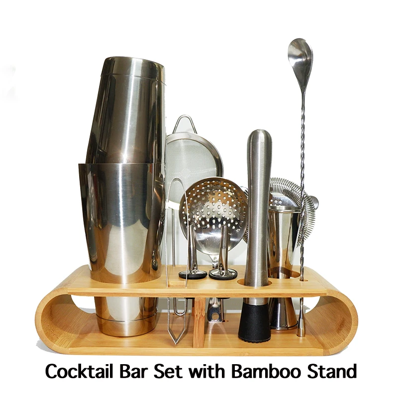 Cocktail Shaker Bar Set: 2 Weighted Boston Shakers, Cocktail Strainer Set,Jigger,Muddler and Spoon, Ice Tong and 2 Bottle Pourer