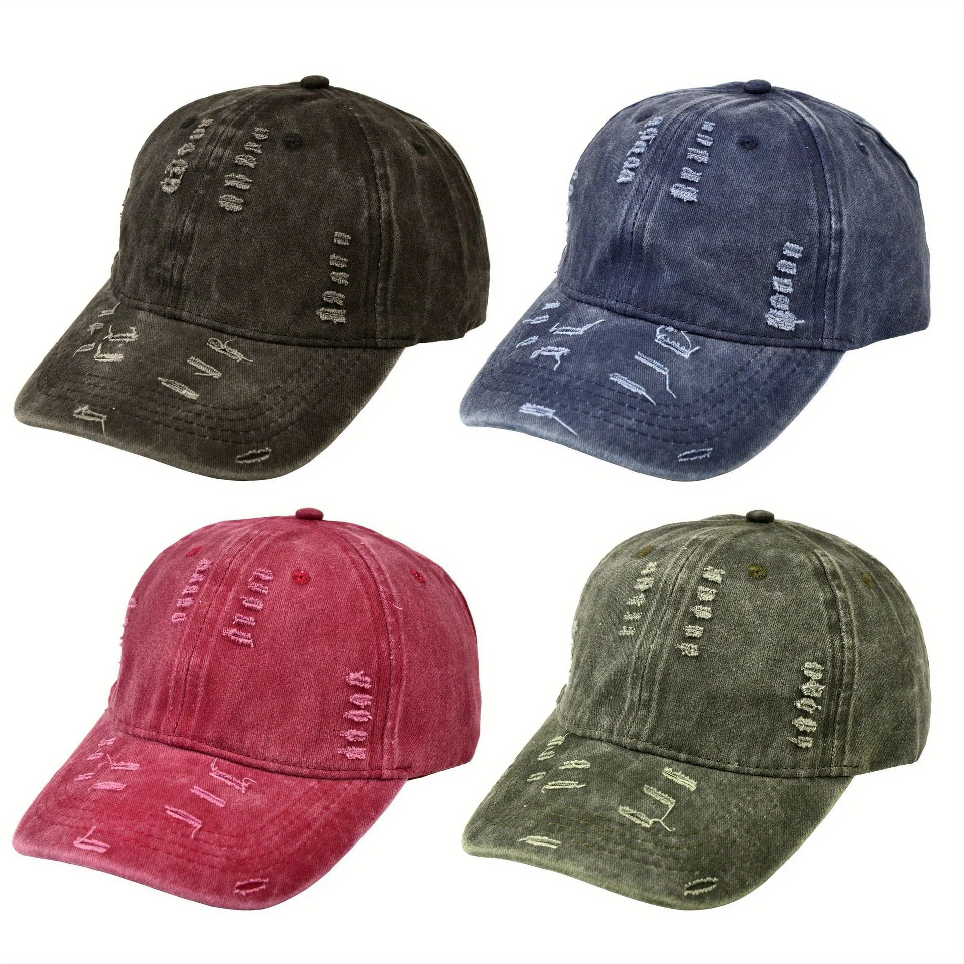 

Vintage Washed Baseball Cap Distressed Cracked Style Solid Color Adjustable Snapback Hat for Outdoor Running Daily Commute