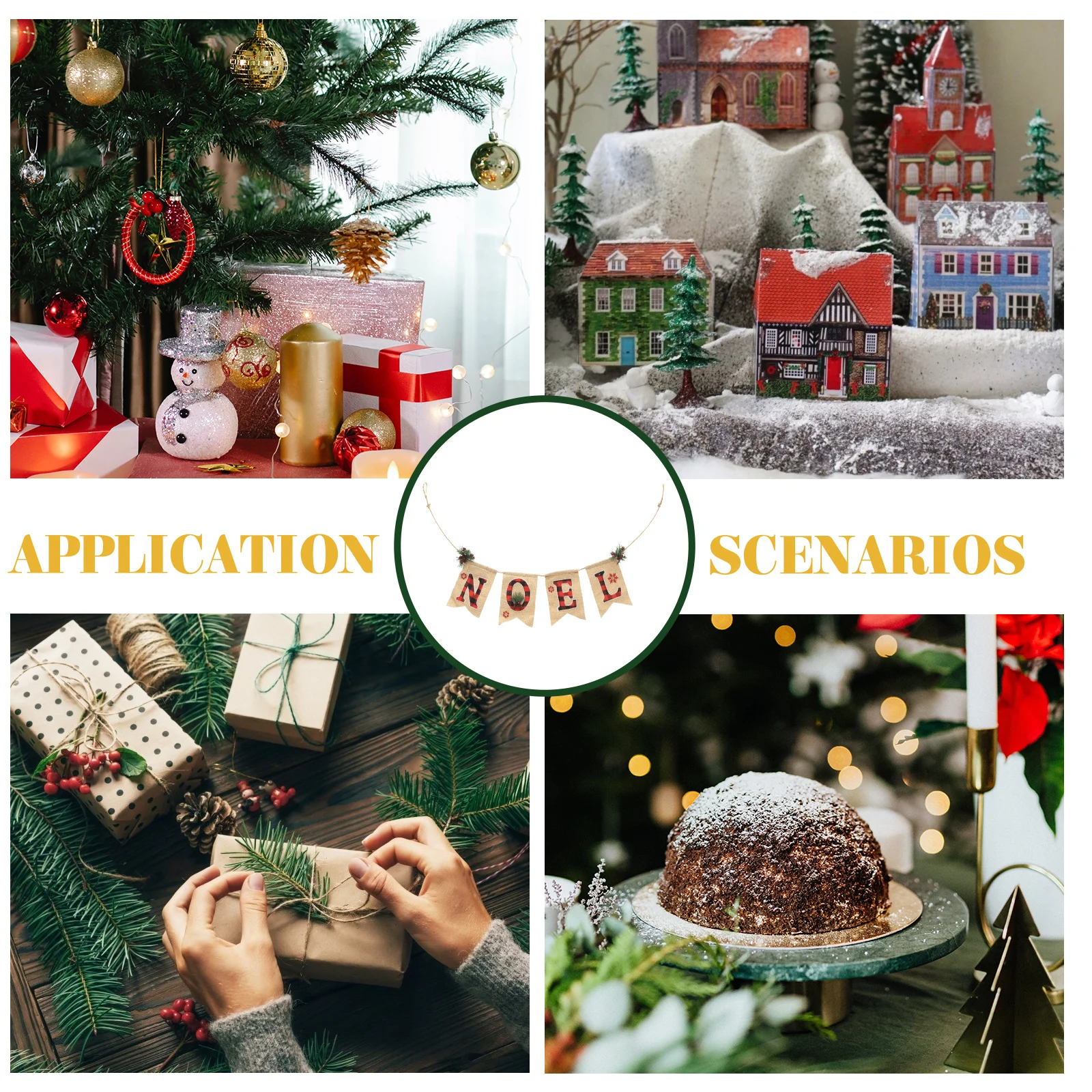 

Christmas Decoration Pull Flag Burlap Noel Banner Party Hanging Decorative Linen for Festival