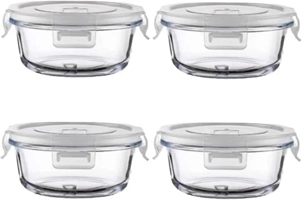 12oz Round Glass Food Containers with Lids, BPA-Free Microwave Dishwasher Freezer Safe Set for Meal Prep