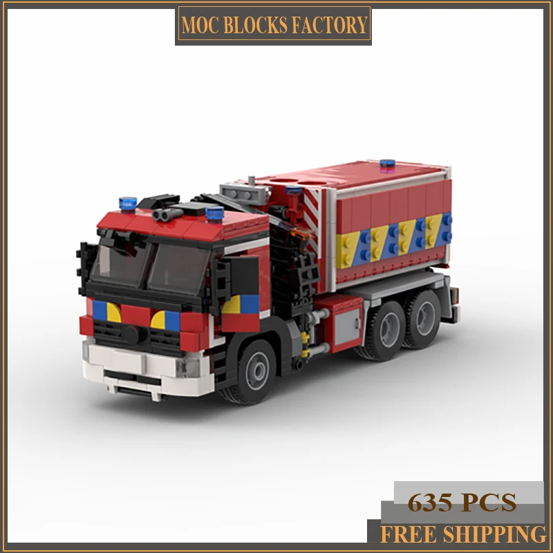 Car Series Moc Building Blocks Belgian Fire truck hooklift Model Technology Brick Brand-name Vehicle DIY Toy For Child