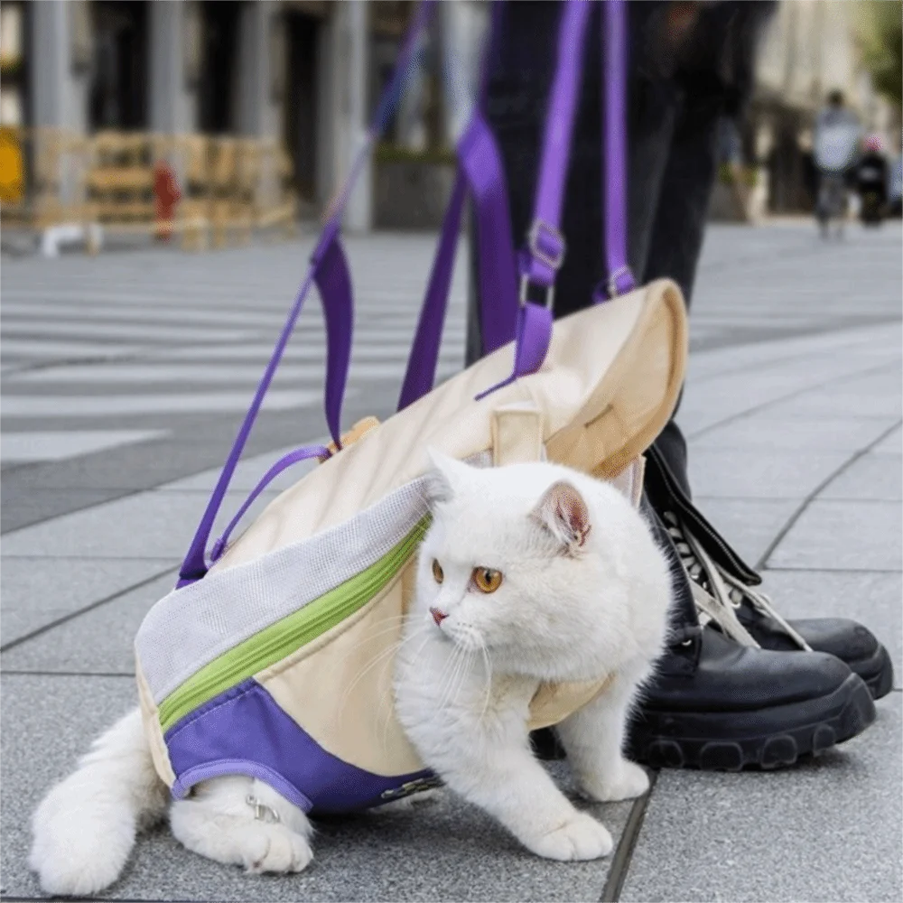 Bolsa de Pecho para Mascotas, Duradera, Manos Libres, Cómoda, con Correas Ajustables, Mochila para Mascotas, Suave, Gran Capacidad, Bolsa de Transporte para Gatos, para Camping