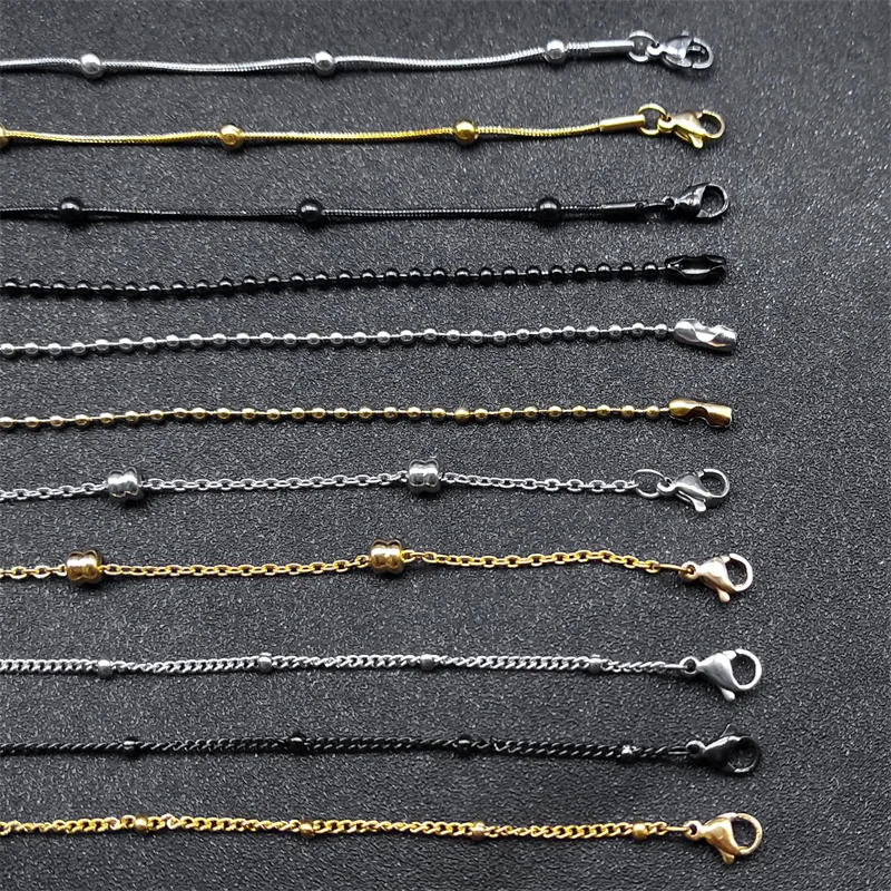 Länge 60 cm Kugelperlenkette Halskette für Damen Herren Edelstahl Gold Silber Schwarz Farbe Modeschmuck Accessoires Herstellung – Detail 17