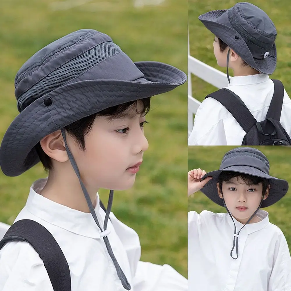 Children Summer Flap Cap Adjustable Wide Brim Cap Boy Girl Bucket Hats UV Protection Outdoor Beach Sun Hat