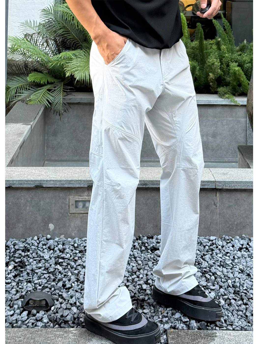 

Легкие дышащие повседневные брюки из ледяного шелка, мужские летние прямые брюки, мягкие брюки ell Qui Dry Jaet, свободные брюки на молнии...