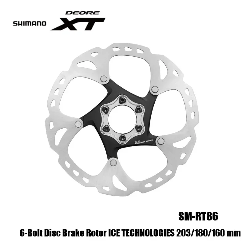 

SHIMANO DEORE XT 6-болтовой дисковый тормозной ротор SM-RT86 ICE TECHNOLOGIES 203/180/160 мм аксессуары для горных и дорожных велосипедов