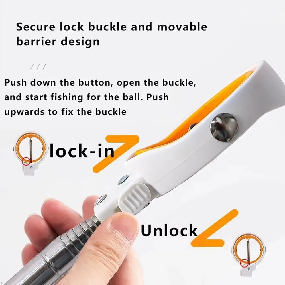 

Double Ring Telescopic Golf Ball Retriever Locking Non-Slip Handle Golf Ball Picker Stainless Easy Grab Ball