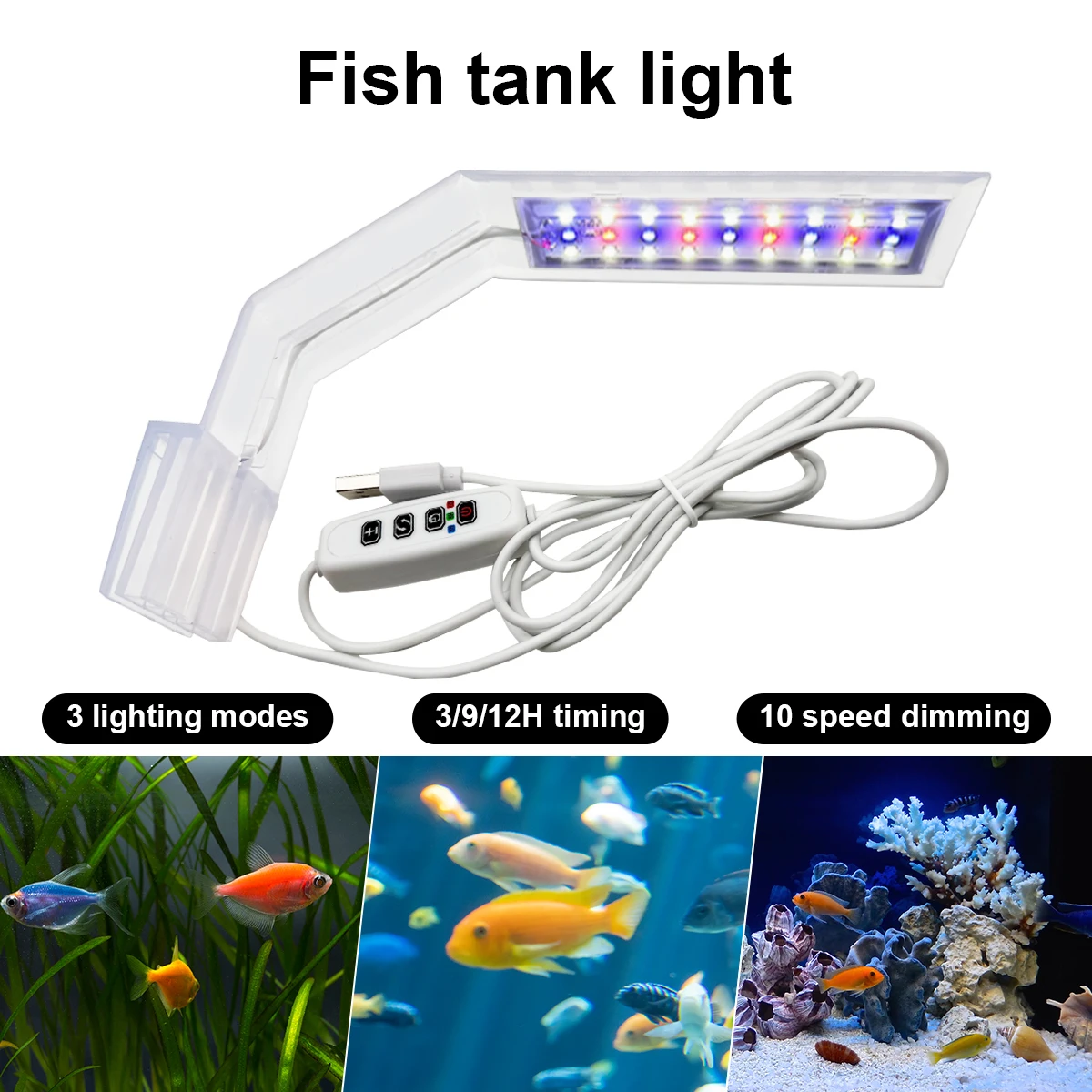 Super Slim LED Aquarium Light Lighting plants Grow Light  27 LED Beads  Aquatic Plant Lighting Waterproof Clip-on Lamp For Fish