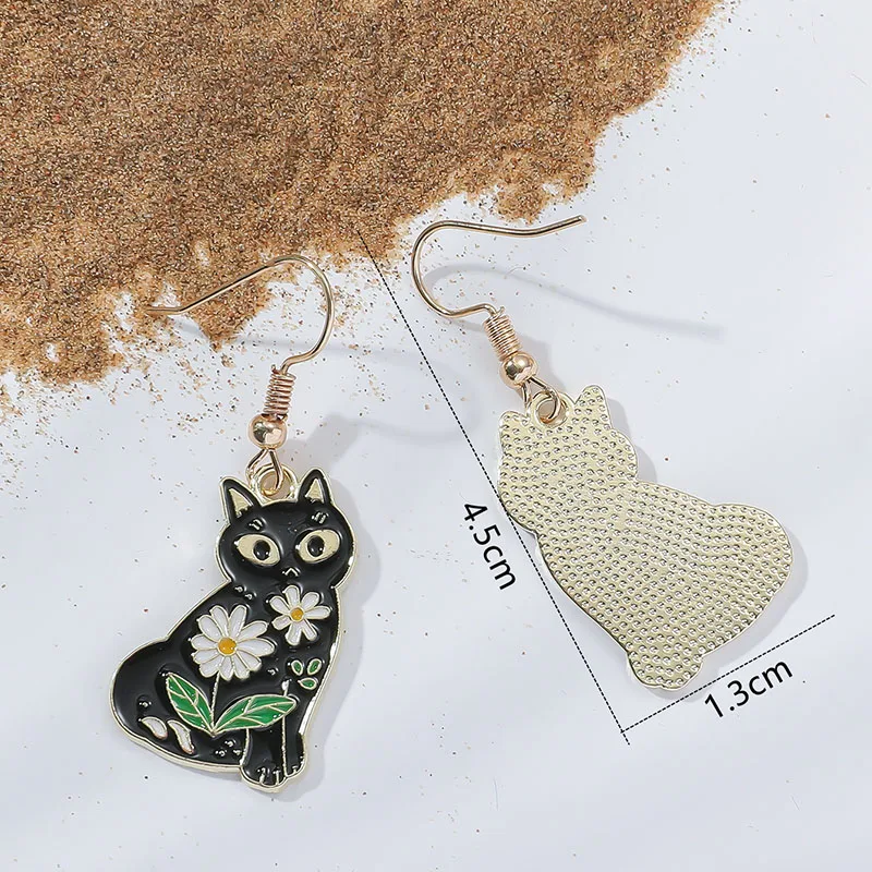 Black Dog Cat Paw Drop Earring Footprint Dangle Earings for Women Vintage Fashion Enamel Animal Pendientes Pet Lover Gift New