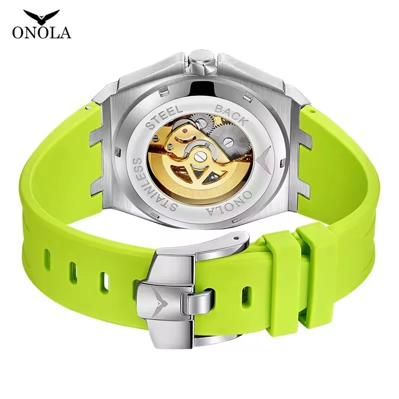 ONOLA 3834 Orologio meccanico automatico da uomo di moda delle migliori marche Orologio sportivo di lusso da uomo con luce notturna dal design cavo