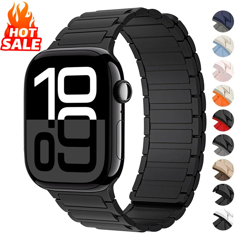 

Magnetic Loop Strap for Apple Watch Bands 44mm 40mm 45mm 41mm 46mm 42mm Silicone Bracelet iWatch Series 10 9 8 7 6 5 SE Ultra 2