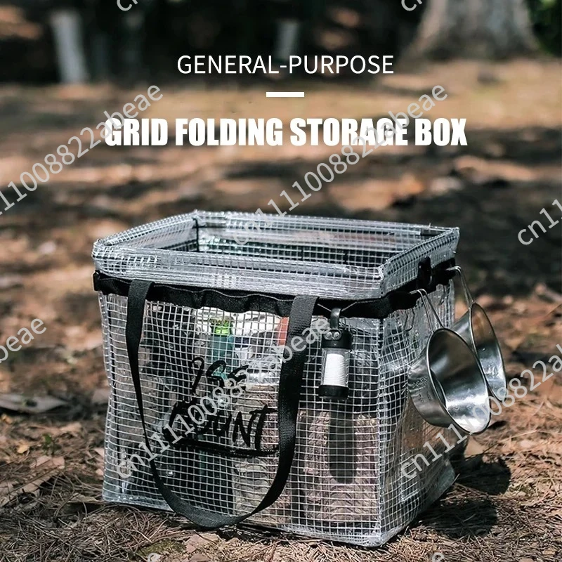 Outdoor Foldable Storage Box PP Transparent - For Camping Clothes, Toys,  Snacks, Tableware | Space-Saving Organizer Bin