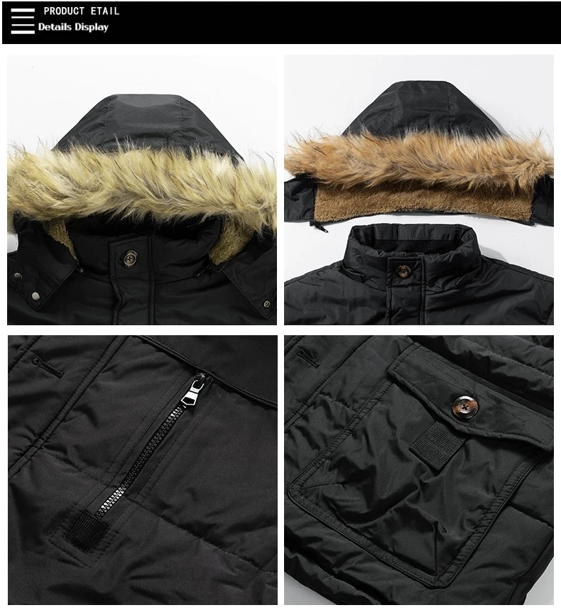Herren Winter Plüsch verdickte Baumwolljacke Luxus winddicht warmer Mantel Outdoor Sport Parka Heavy Duty Top Qualität Freizeitkleidung – Detail 3