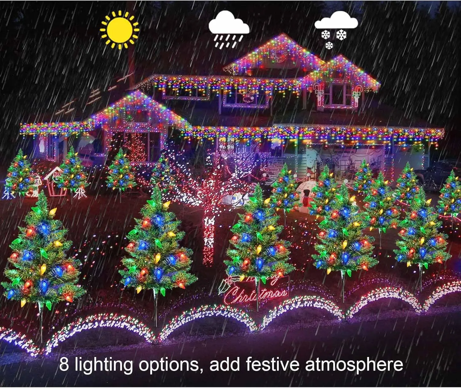 4 Set Solar Christmas Tree  Christmas Lights for Outdoor Christmas Decorations Prelit Small Christmas Tree for Holiday Outside