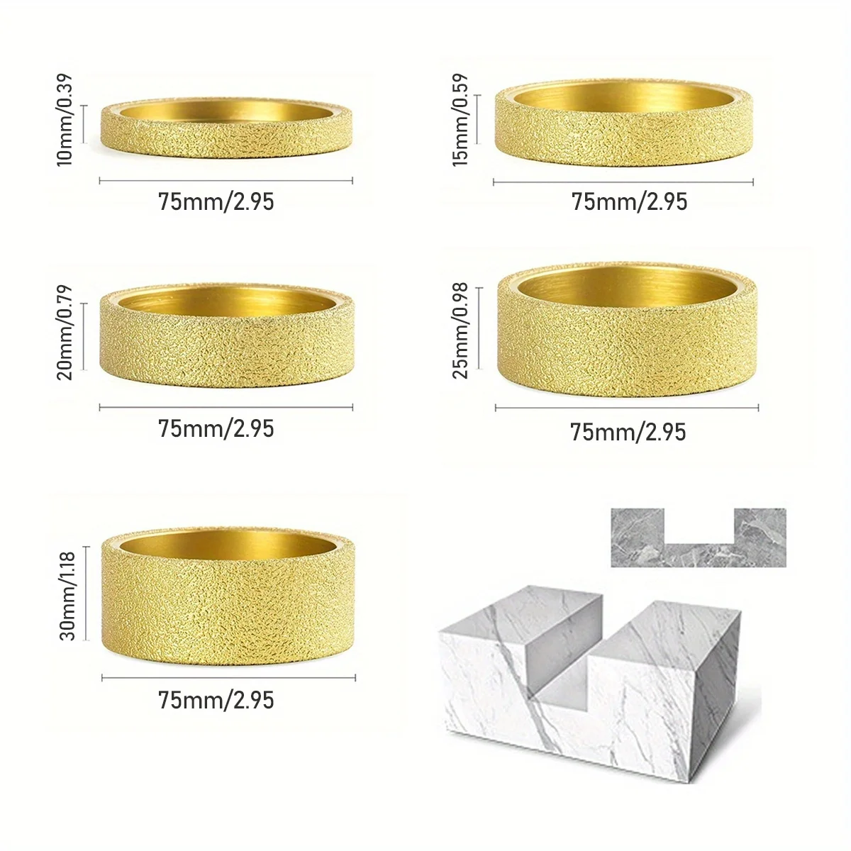 1pc Parallel Profile Shaping Wheel 20mm Arbor Vacuum Brazed Diamond Edges Wheel for Tile,Quartz Stone,Marble,Granite,Rock,Stone