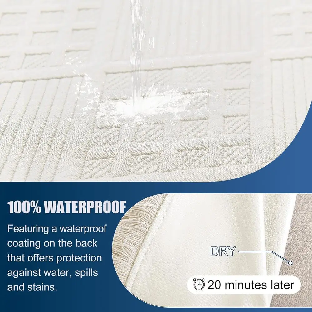 Sarung Sofa Seksional Bentuk L 2 Bagian Anti Air, Berbahan Jacquard Quilted, Dapat Dicuci untuk Anjing dan Kucing, Ekstra Besar, Putih Krem