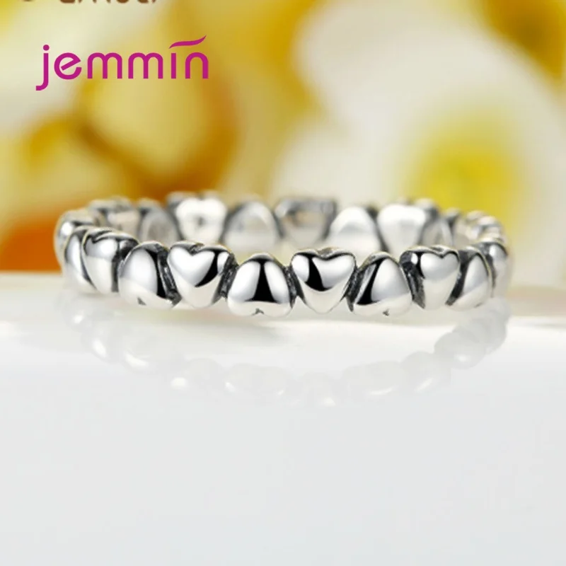 100% Solid Sterling Silver  Love Heart Finger Ring Romantic Love Wedding Engagement Ring For Women Original Jewelry Gift