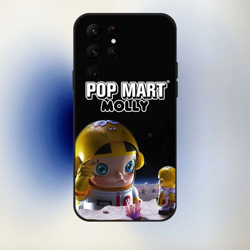 Чехол для телефона Pop Mart Molly для Samsung S24,23,22,30,21,10,9,Ultra,Plus,Lite,FE,5G, черный мягкий чехол