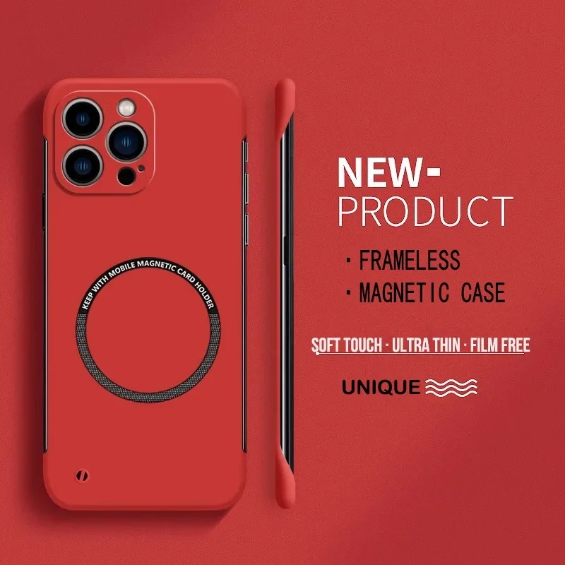 

Ultra Thin Hard PC Magnetic Frameless Case for Magsafe, Matte Solid Cover for iPhone 17 16 Series All Models