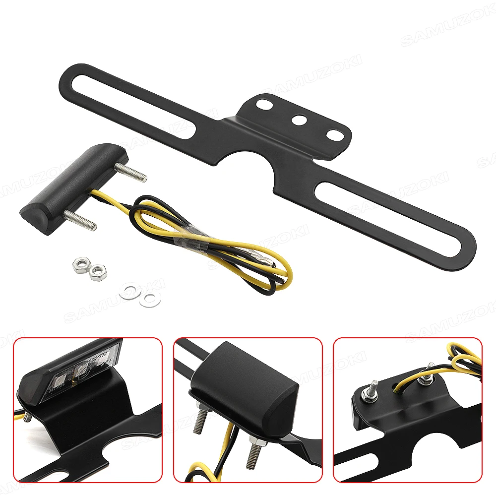 License Plate Lamp For KAWASAKI Z125 Z250 For YAMAHA FZ8 FZ1 For DUCATI X Diavel Motorcycle Accessoreis CNC Tail Tidy LED Light