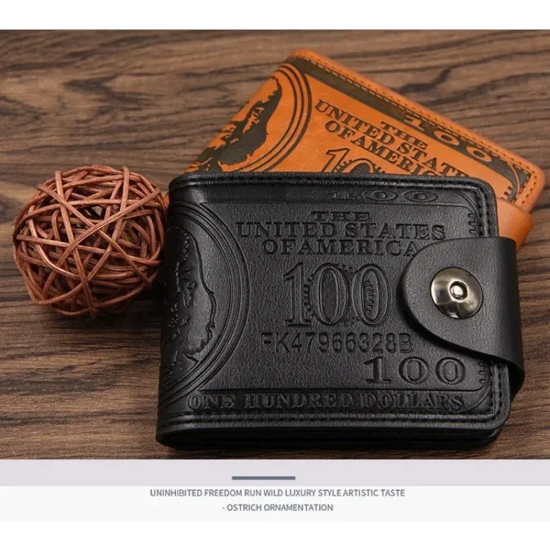 Monedero de hombre de cuero PU con nombre personalizado, nombre grabado, billeteras cortas de alta calidad para hombre, tarjetero, Clip pequeño para dinero en dólares