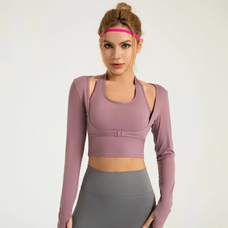 High Elasticity Sports Vest Yoga Fitness Fake Two Pieces Women Gym Sport Tops With Underbust Outdoor Jogging Leisure Commuting