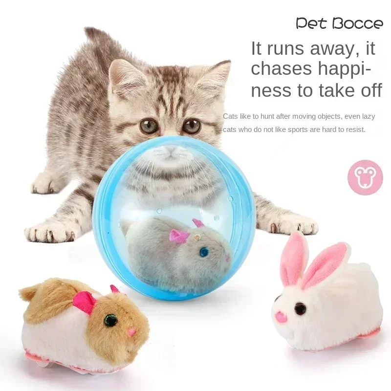 Electric Rabbit Hamster Rolling Ball New Popular Playing Cat Electronic Plush Dog Cat Machine Pet ToysChristmas Halloween Gift