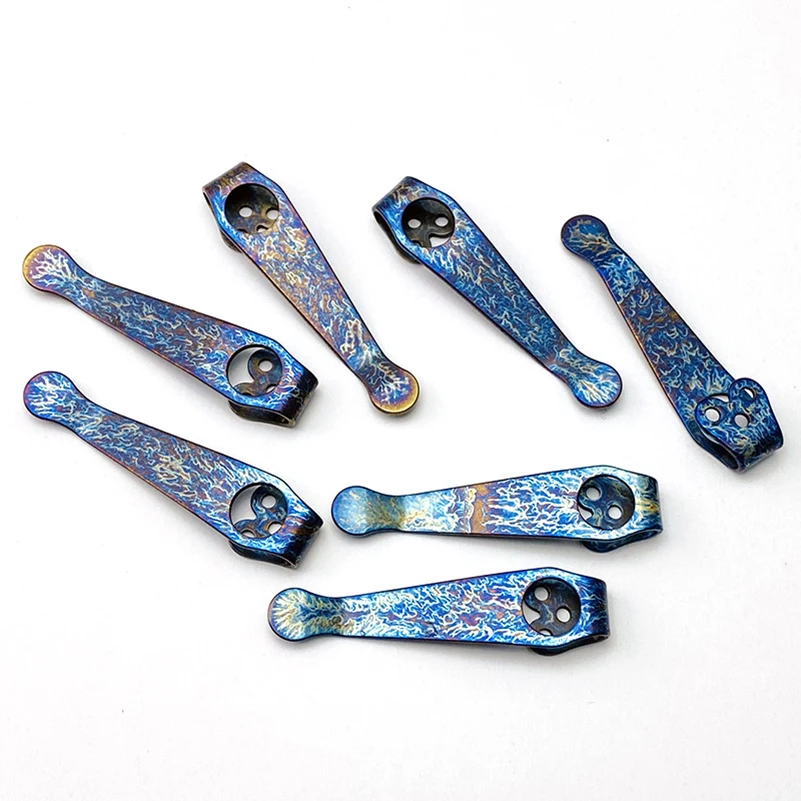 NEW Blue Colorful Titanium Alloy Knife Pocket Clip Back Clamp for Spyderco C81 Paramilitary 2 Para2 C10 C11 Delica Endura Manix2