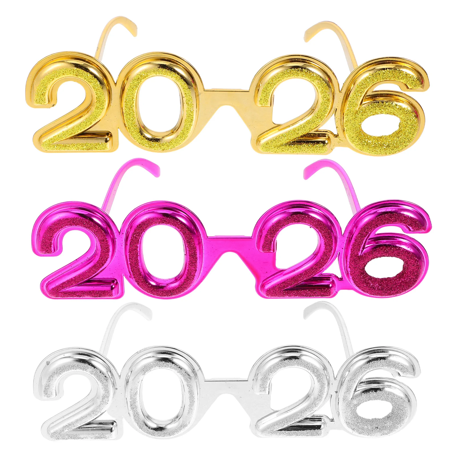 3Pcs 2026 Party Props Novelty Sunglasses and Lightweight for New Year Eve Graduation and Holiday Celebrations