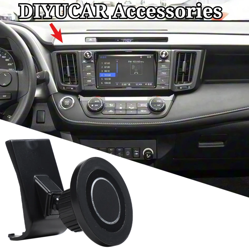 For Toyota RAV4 2013-2019 ABS Black Car Central Console Mobile Phone Holder GPS Navigation Bracket Trim Interior Car Accessories