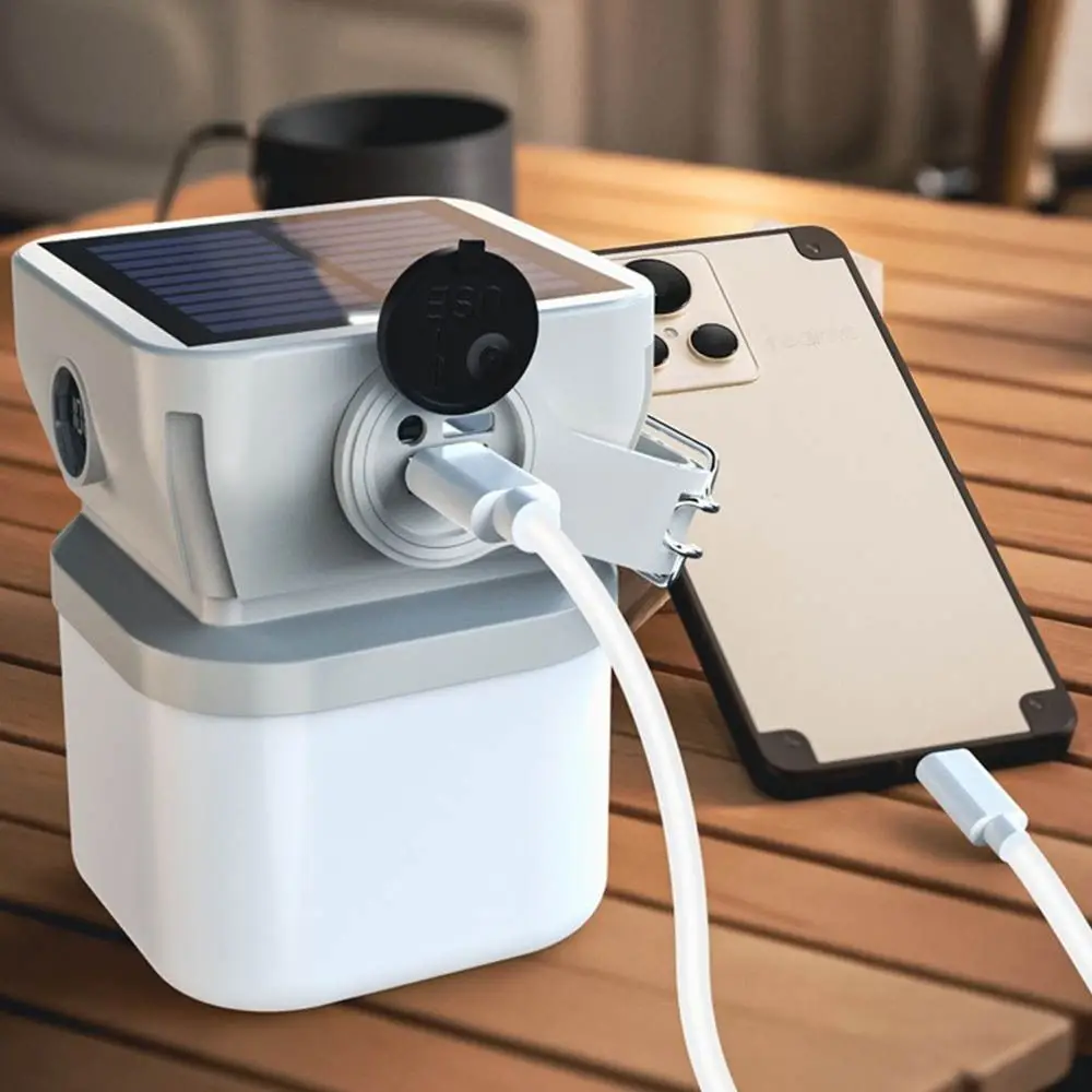 Lanterna da campeggio solare ricaricabile portatile Lampada da tenda di emergenza impermeabile Forte luminosità Torcia da pesca a LED