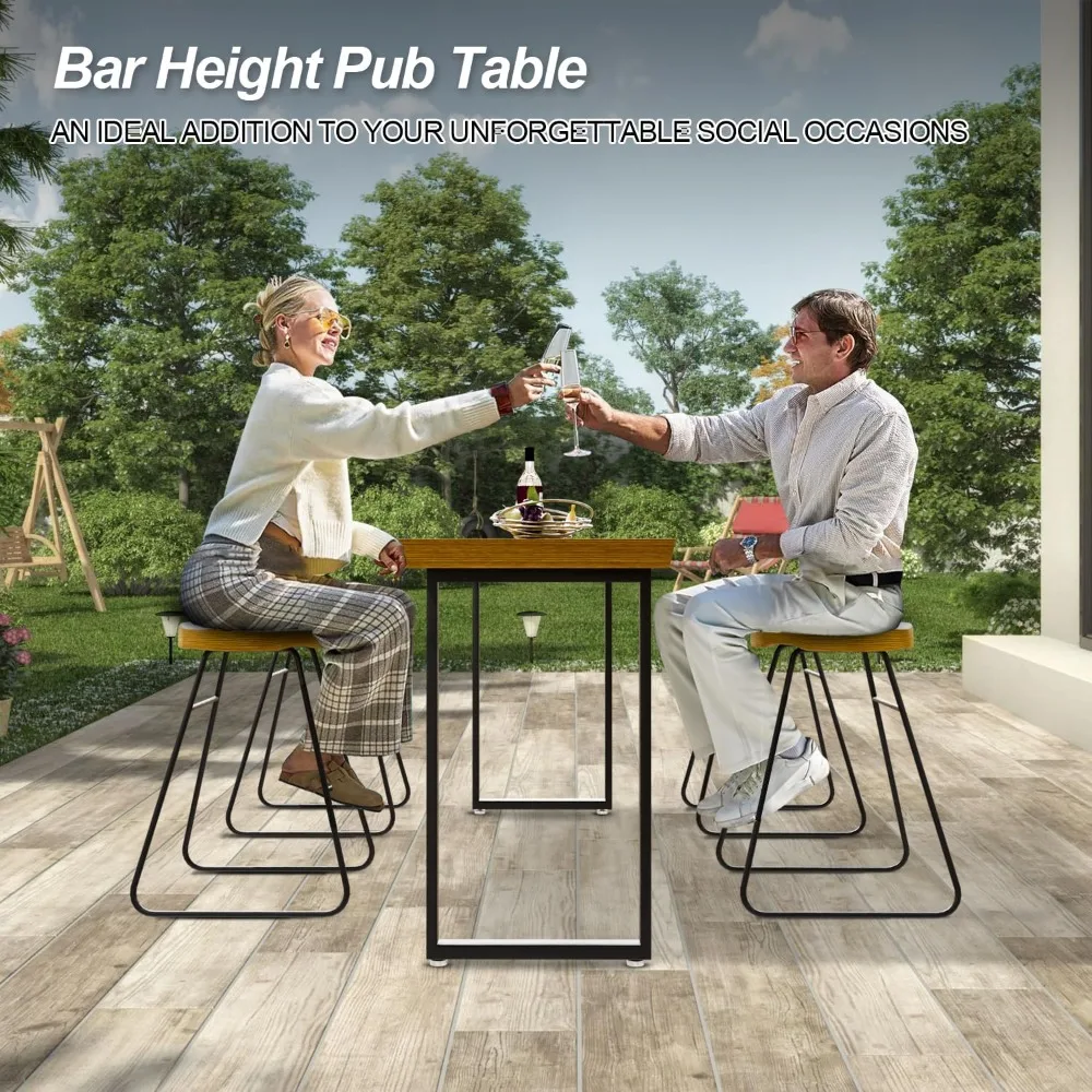 Counter Height Bar Table, 47.2"L Rectangular Wood Bar Height Pub Table, Industrial High Top Long Console Table Counter Dining Ta