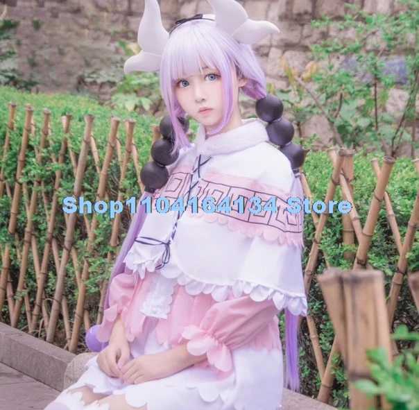 Miss Kobayashi's Dragon Maid Kanna Kamui Cosplay CostumeWigs for Women Kobayashi san Chi no Maid Uniforms Lolita Dress