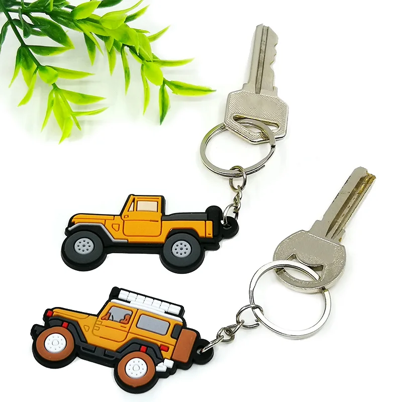 1PCS PVC Key Ring 6 Colors of Car Shape Keychain charms Colorful Key Chain Key Holder Fit Little Boy Gift Kids Toys