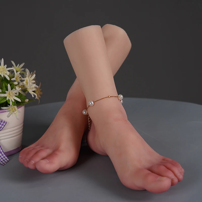 Simulation Silicone Foot Model Female Fake Nail Practice Mannequin Fetish Feet Footjob Shoes Socks Jewelry Display
