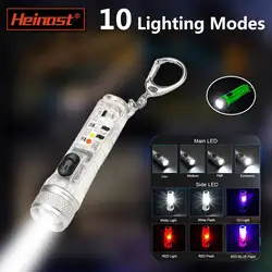 Mini LED Flashlight Type-C Waterproof Light Multi-Mode Flashlight Fluorescent Shell Clip Warning Lights Magnetic Key Chain Light