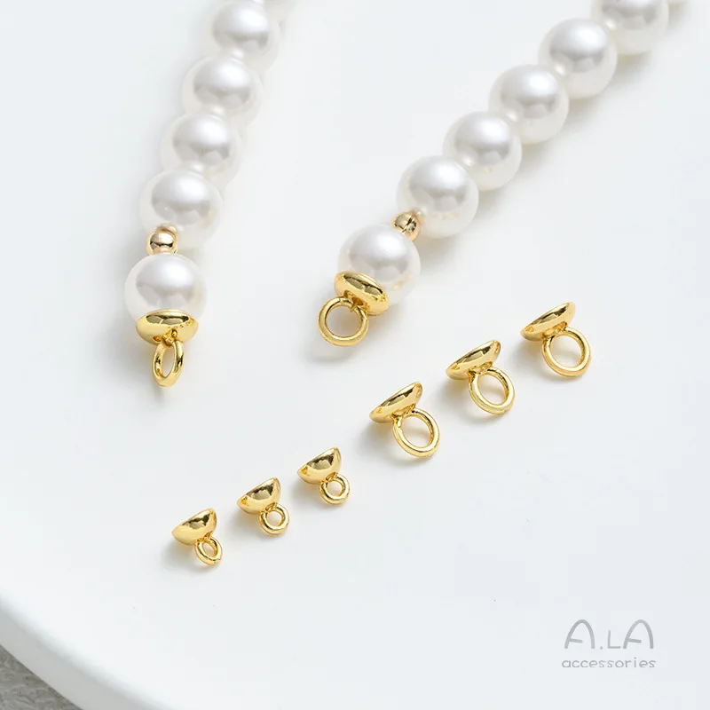 Closed Ring Wholesale 14K Gold Color String Wire Double Hole Connection Ring DIY Pearl Bracelet Necklace Jewelry Closing Buckle
