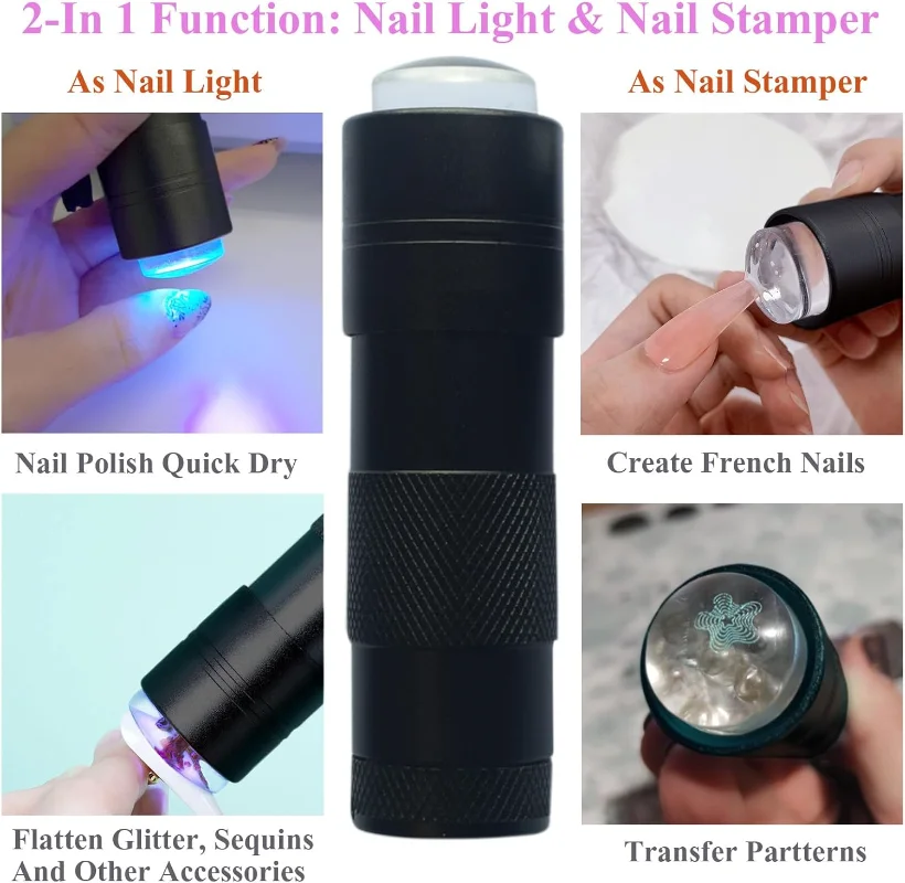 Mini lampada per unghie UV portatile portatile Lampada per polimerizzazione in resina Luce 9 LED Torce a luce nera Strumenti per gioielli Strumento per manicure per asciugatura UV