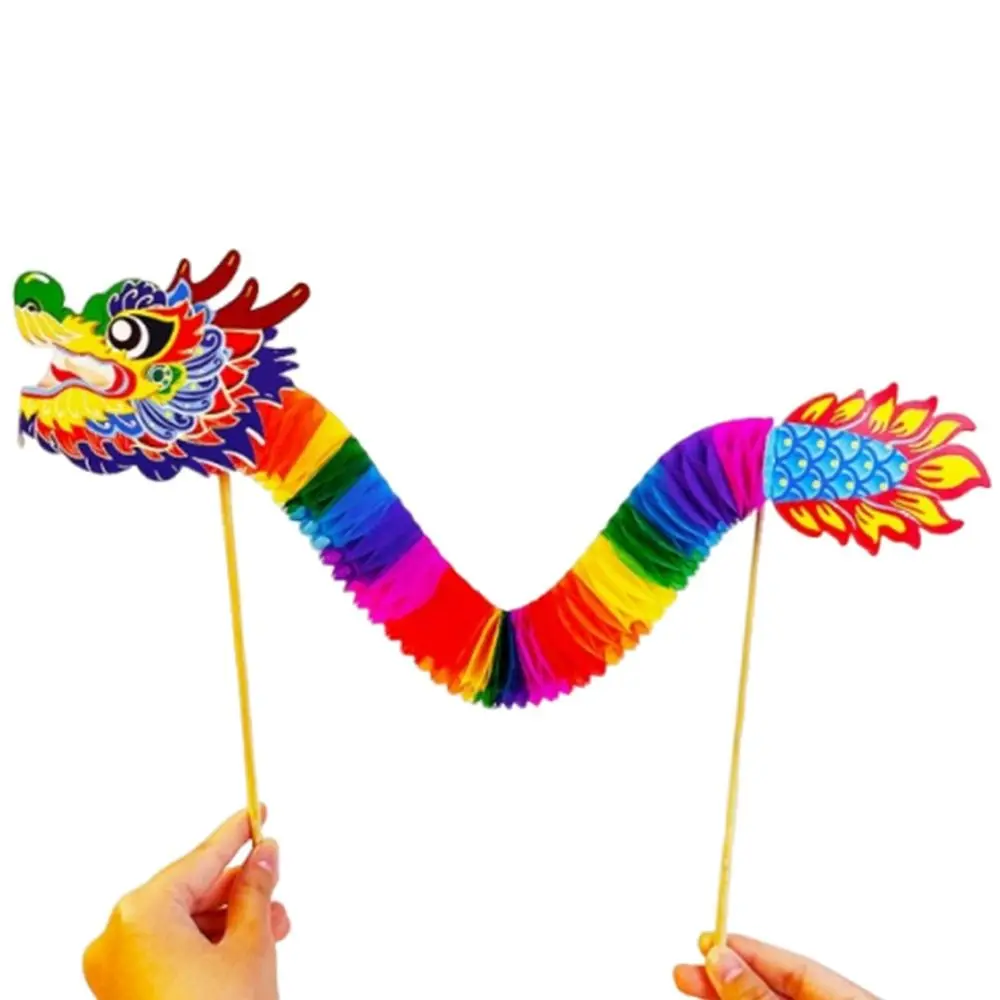 Nowy zestaw DIY: Smoczy rękodzieło 3D z papieru, zabawki dla dzieci, chiński taniec smoków, chiński Nowy Rok, dekoracje DIY z motywem smoka.