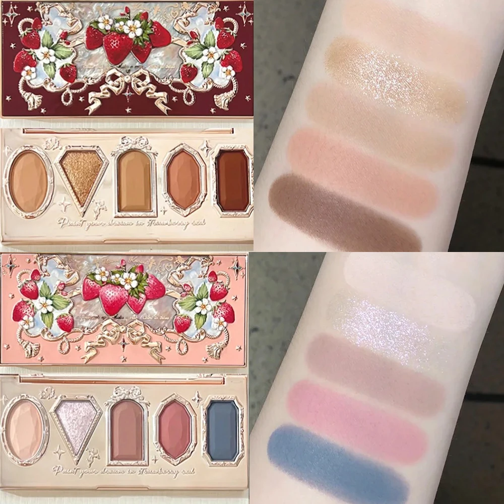 Flower Knows Strawberry Rococò Tavolozza per trucco all-in-one Set regalo Crema per labbra Fard in rilievo Specchio per le mani Kit da viaggio