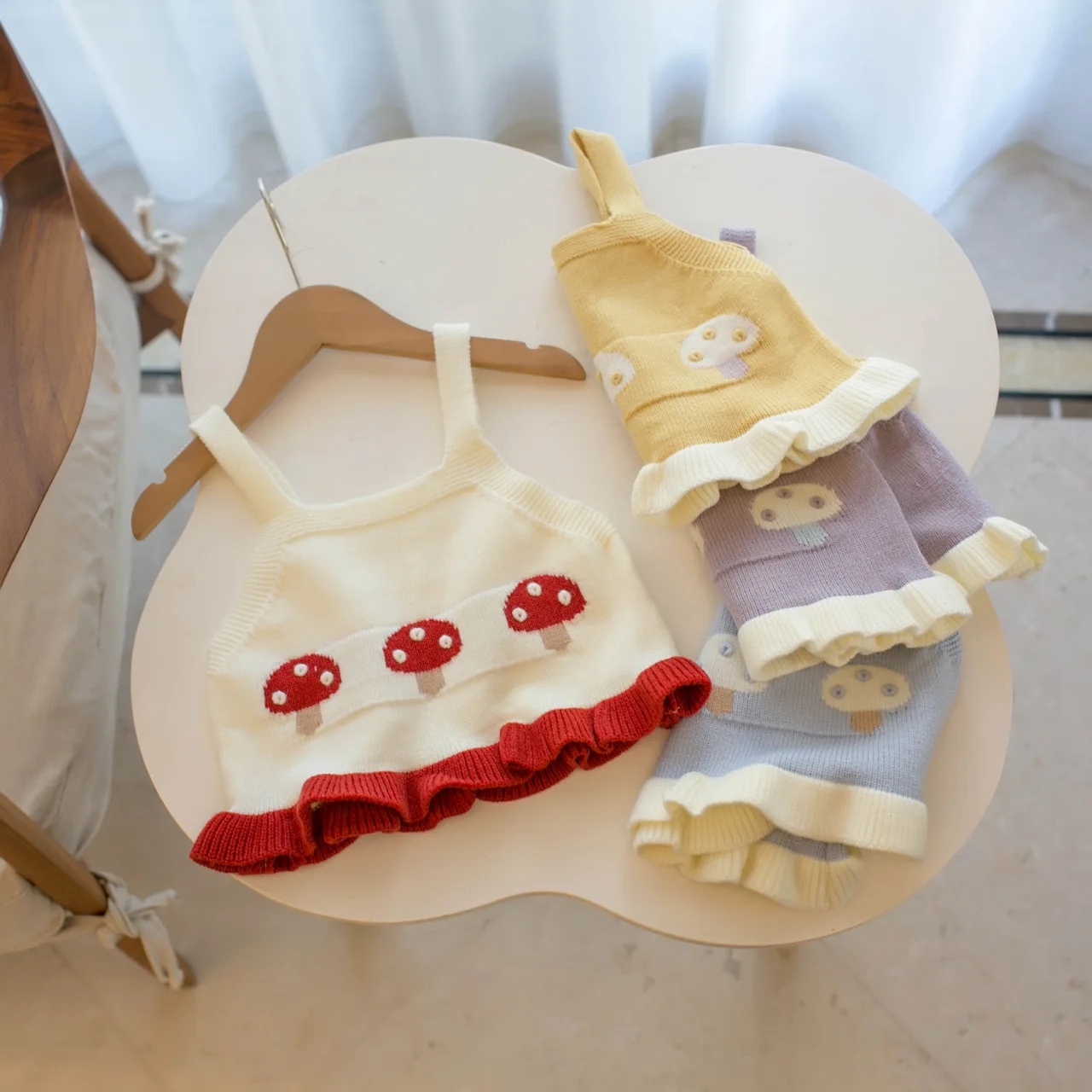 

Spring and Autumn New Mushroom Strap Top Candy Multi Color Cute Style for Lovely Girls and Children