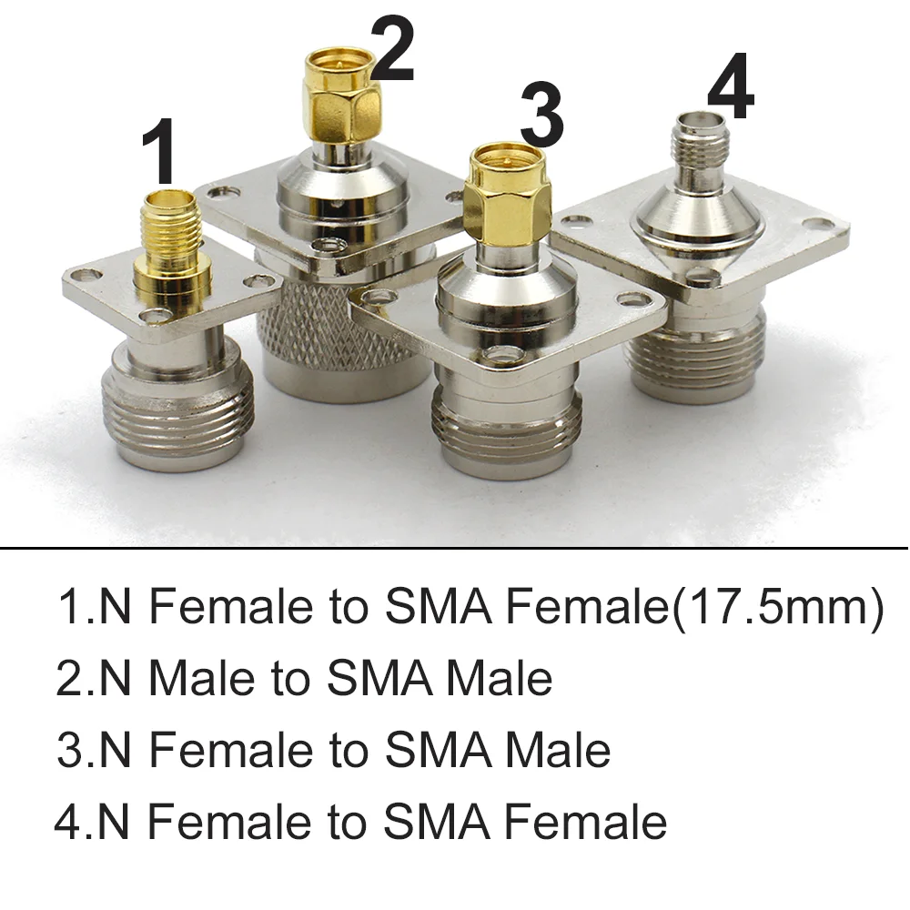 Connector N Type Male Female To SMA 4Holes Flange L16 N To SMA Male Female 4Hole Flange Chassis Panel Mount Socket New Brass